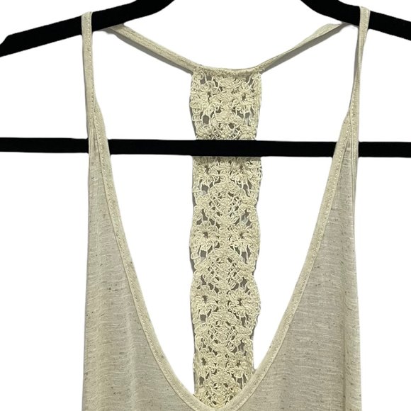 Blue Life V Neck T Back Slub Knit Tank Top With Lace Trim Extra Small Beige NWT - Picture 3 of 9